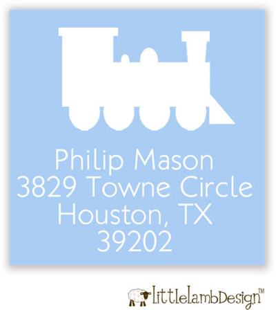 Little Lamb Design Address Labels - Blue Train