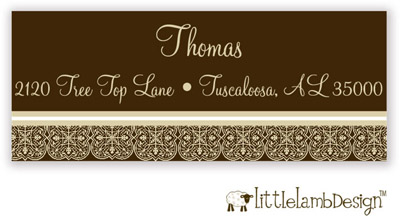 Little Lamb Design Address Labels - Beige Patterned Border