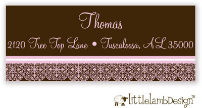 Little Lamb Design Address Labels - Pink Patterned Border