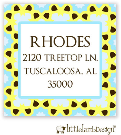 Little Lamb Design Address Labels - Blue and Yellow Pattern