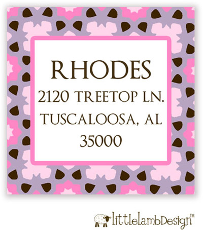 Little Lamb Design Address Labels - Pink and Purple Pattern
