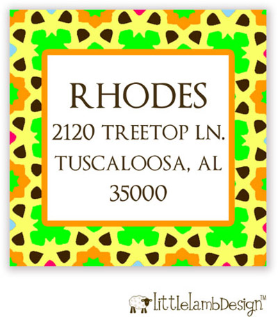 Little Lamb Design Address Labels - Yellow and Orange Pattern