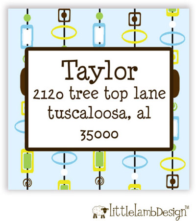 Little Lamb Design Address Labels - Blue Beaded