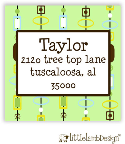 Little Lamb Design Address Labels - Green Beaded