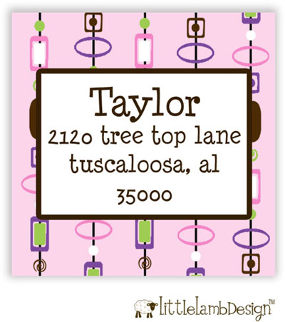Little Lamb Design Address Labels - Pink Beaded