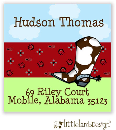 Little Lamb Design Address Labels - Cowboy