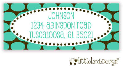 Little Lamb Design Address Labels - Brown and Green Fun Dots