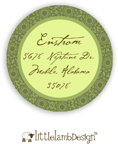 Little Lamb Design Address Labels - Elegant Green Floral