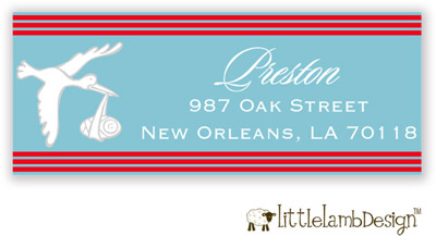 Little Lamb Design Address Labels - Blue Stork