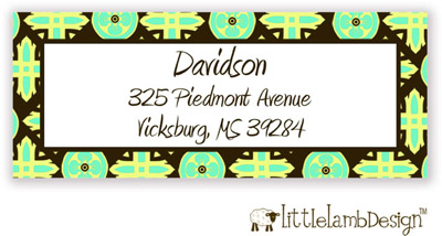 Little Lamb Design Address Labels - Elegant Green and Brown Pattern