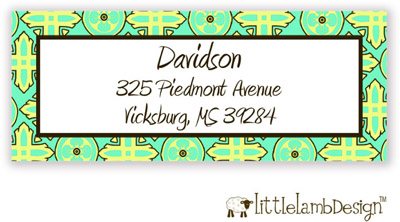 Little Lamb Design Address Labels - Elegant Green Pattern