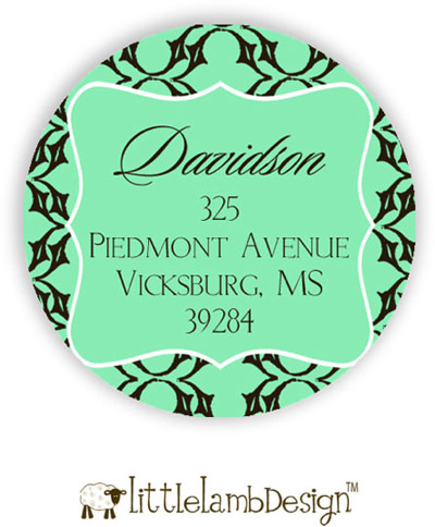 Little Lamb Design Address Labels - Elegant Green Pattern