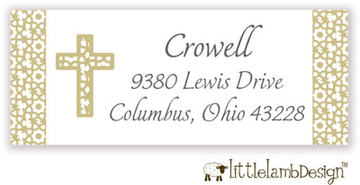 Little Lamb Design Address Labels - Beige Cross