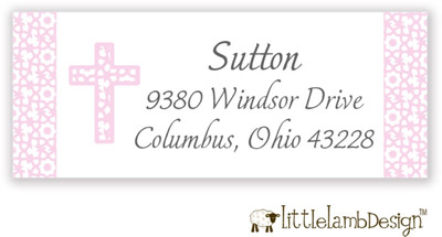 Little Lamb Design Address Labels - Pink Cross
