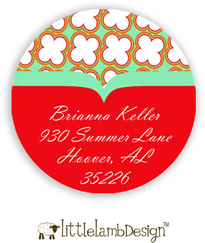 Little Lamb Design Address Labels - Funky Red and Green