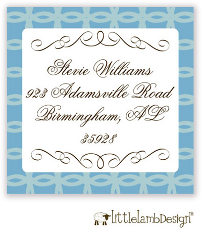 Little Lamb Design Address Labels - Blue Pattern