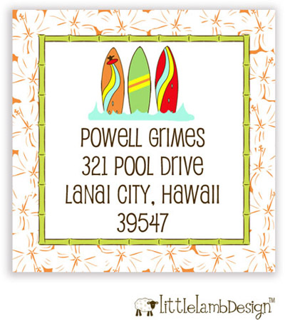 Little Lamb Design Address Labels - Surfboard