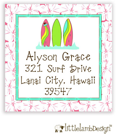 Little Lamb Design Address Labels - Surfboard Little Lamb Design Address Labels - Surfboard