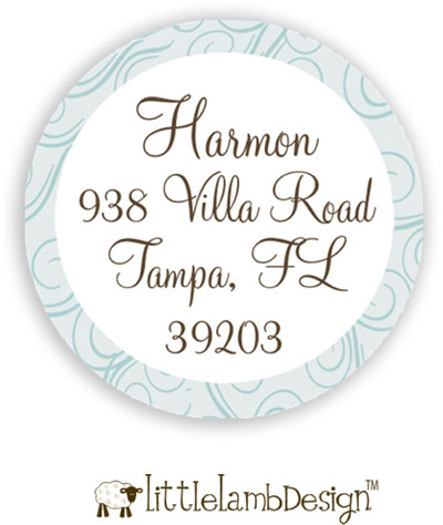 Little Lamb Design Address Labels - Blue Swirls Little Lamb Design Address Labels - Blue Swirls