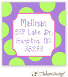 Little Lamb Design Address Labels - Green and Purple Dots