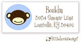 Little Lamb Design Address Labels - Blue Monkey Face