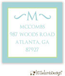 Little Lamb Design Address Labels - Green and Blue Initial