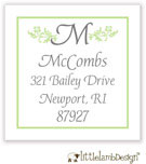 Little Lamb Design Address Labels - Green and Gray Initial