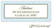 Little Lamb Design Address Labels - Blue Quilted