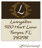 Little Lamb Design Address Labels - Elegant Brown Initial