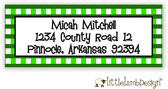 Little Lamb Design Address Labels - Green Checkered