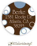 Little Lamb Design Address Labels - Blue and Brown Dots