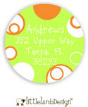 Little Lamb Design Address Labels - Green and Orange Dots