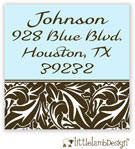 Little Lamb Design Address Labels - Blue and Brown Floral