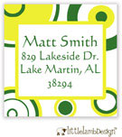 Little Lamb Design Address Labels - Green and Yellow Vibrant Circles