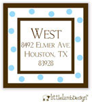 Little Lamb Design Address Labels - Blue Dot Border