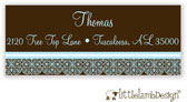 Little Lamb Design Address Labels - Blue Patterned Border