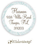 Little Lamb Design Address Labels - Blue Swirls