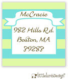 Little Lamb Design Address Labels - Blue and Green Striped