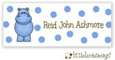 Little Lamb Design Waterproof Labels - Blue Hippo