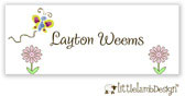 Little Lamb Design Waterproof Labels - Butterfly and Flowers