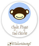 Little Lamb Design Waterproof Labels - Blue Monkey Face