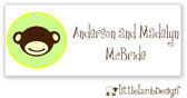 Little Lamb Design Waterproof Labels - Green Monkey Face