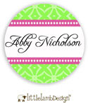 Little Lamb Design Waterproof Labels - Elegant Pink and Green