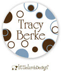 Little Lamb Design Waterproof Labels - Brown and Blue Dots