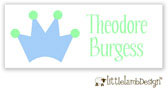 Little Lamb Design Waterproof Labels - Blue and Green Crown