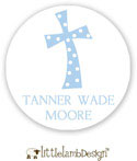 Little Lamb Design Waterproof Labels - Blue Cross