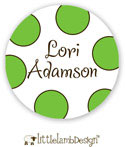 Little Lamb Design Waterproof Labels - Large Green Dots