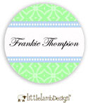 Little Lamb Design Waterproof Labels - Elegant Blue and Green