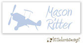 Little Lamb Design Waterproof Labels - Blue Plane