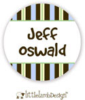 Little Lamb Design Waterproof Labels - Brown, Blue and Green Stripes